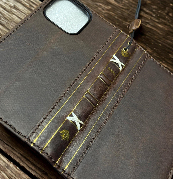 Handmade Leather Wallet Case for Oppo Find N/Reno/9 5G - Luxury Oiled Finish