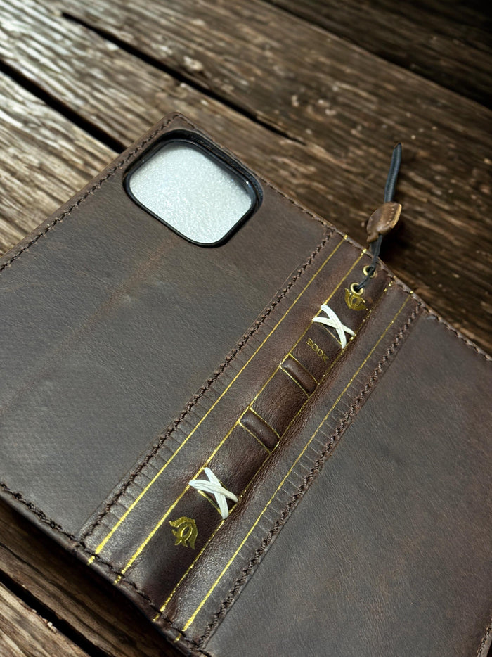 Handmade Leather Wallet Case for Oppo Find N/Reno/9 5G - Luxury Oiled Finish