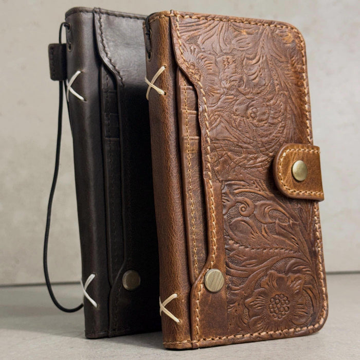 Handmade Leather Wallet Case: Galaxy S21 S22 S23 S24 S25 S26 Ultra, Card Slots