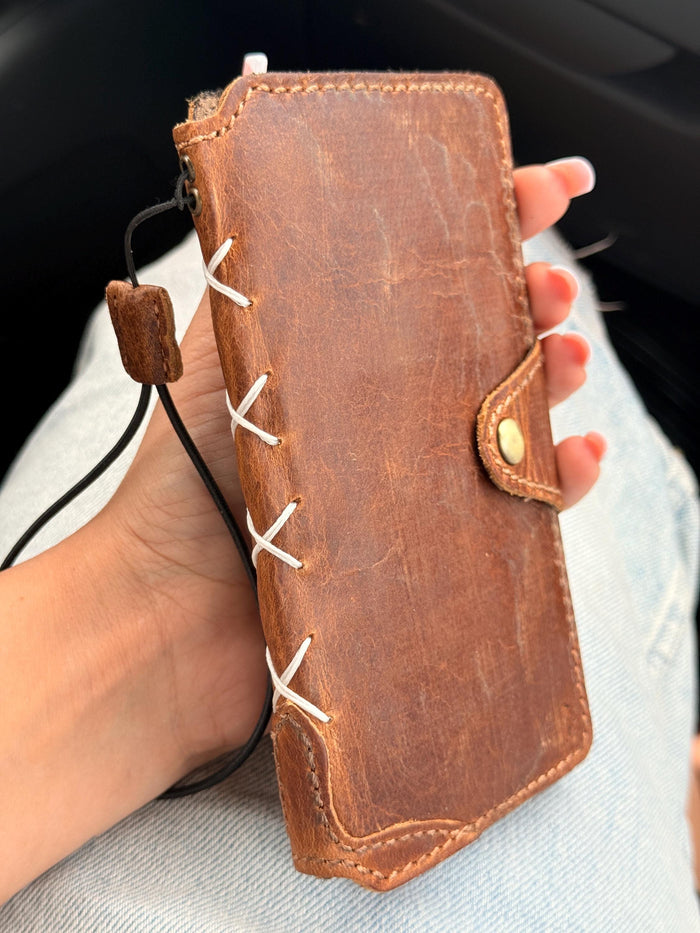 Handmade Leather Wallet Case: Galaxy S21 S22 S23 S24 S25 S26 Ultra, Card Slots