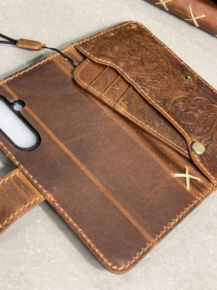 Handmade Leather Wallet Case: Galaxy S21 S22 S23 S24 S25 S26 Ultra, Card Slots