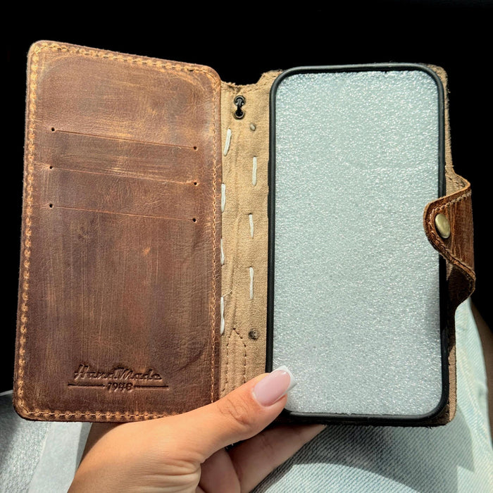 Handmade Leather Wallet Case: Galaxy S21 S22 S23 S24 S25 S26 Ultra, Card Slots