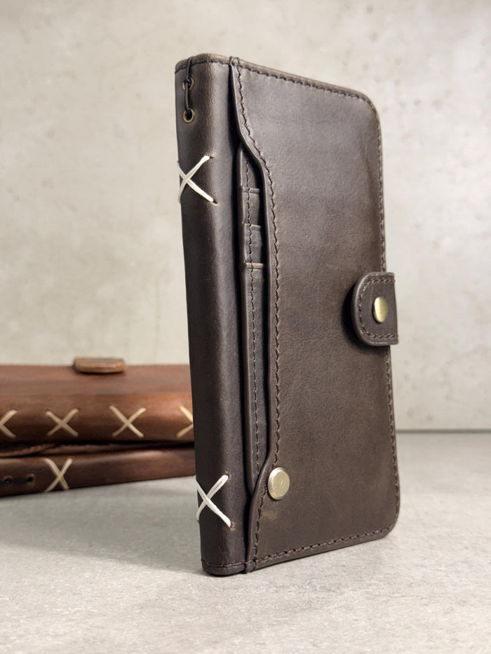 Handmade Leather Wallet Case: Galaxy S21 S22 S23 S24 S25 S26 Ultra, Card Slots
