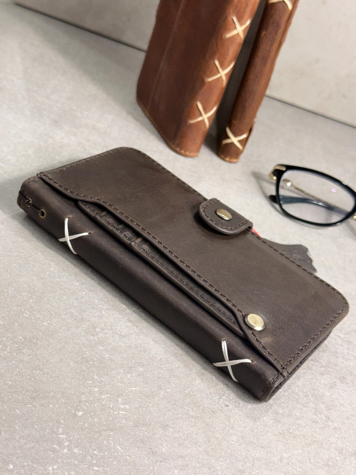 Handmade Leather Wallet Case: Galaxy S21 S22 S23 S24 S25 S26 Ultra, Card Slots