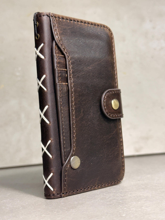 Handmade Leather Wallet Case: Galaxy S21 S22 S23 S24 S25 Ultra, Card Slots