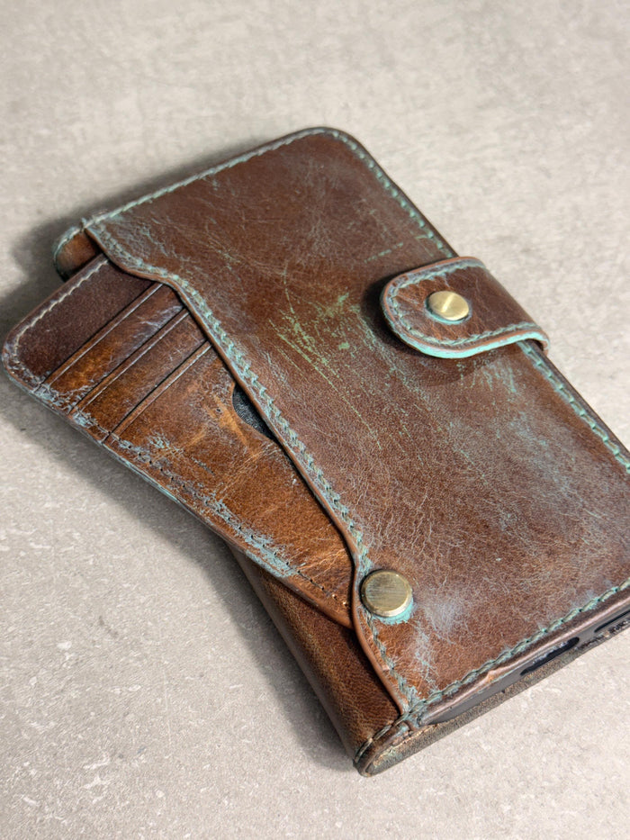 Handmade Leather Wallet Case: Galaxy S21 S22 S23 S24 S25 Ultra, Card Slots