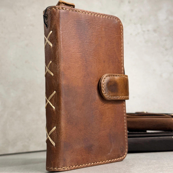 Handmade Leather Wallet Case: Galaxy S21 S22 S23 S24 S25 Ultra, Card Slots