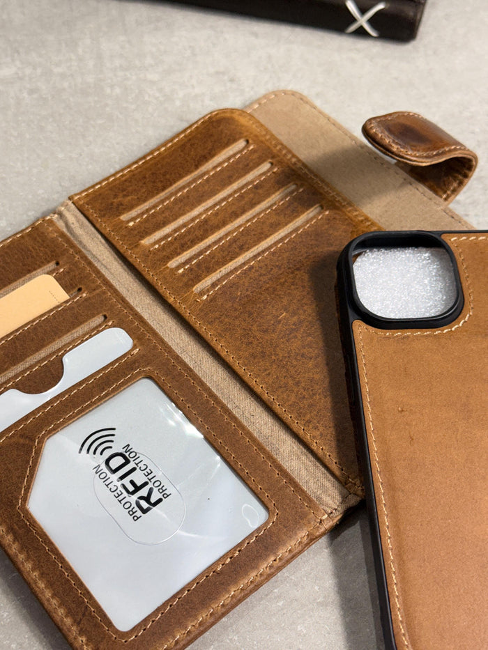 Handmade Leather Wallet Case: Galaxy S21 S22 S23 S24 S25 Ultra, Card Slots