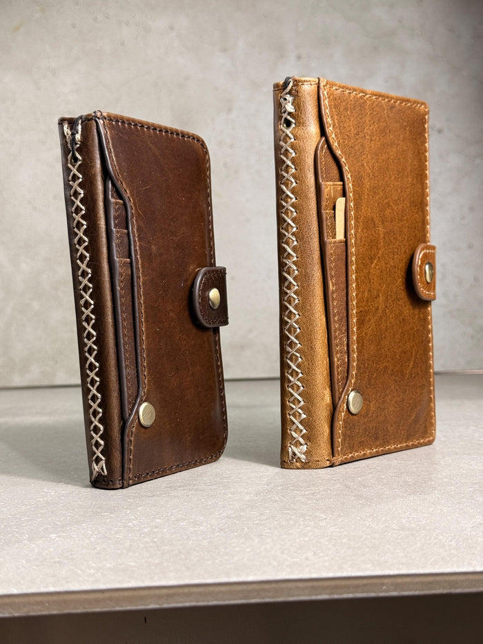 Handmade Leather Wallet Case: Galaxy S21 S22 S23 S24 S25 Ultra, Card Slots
