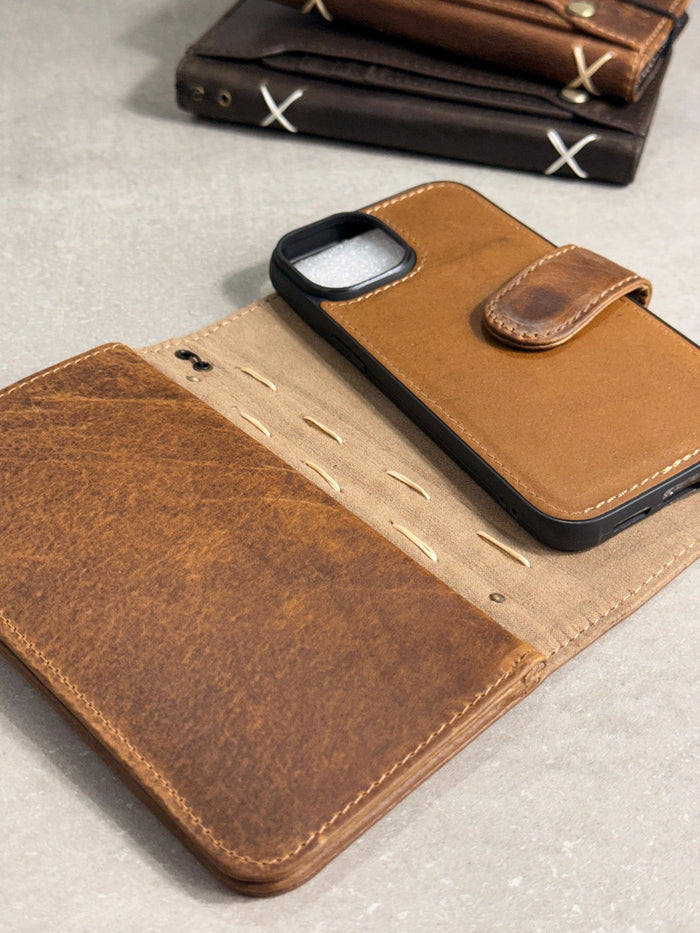 Handmade Leather Wallet Case: Galaxy S21 S22 S23 S24 S25 Ultra, Card Slots