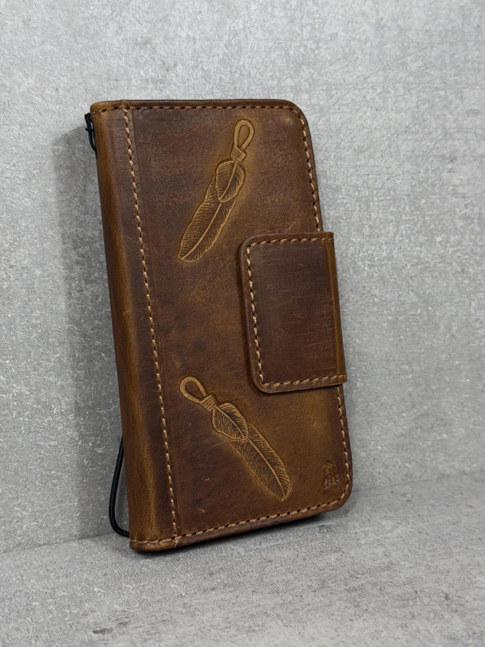Handmade Leather Wallet Case: Galaxy S25 S24 S23 S22 S21 Ultra