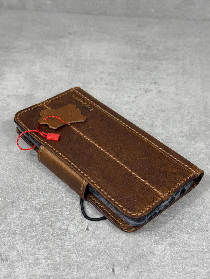 Handmade Leather Wallet Case: Galaxy S25 S24 S23 S22 S21 Ultra