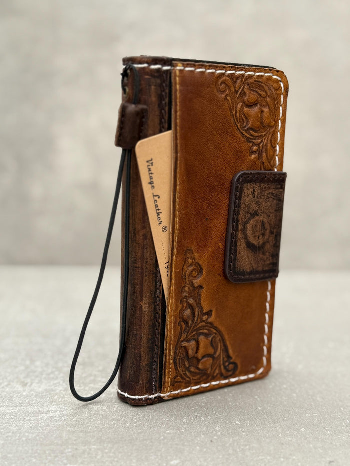 Handmade Leather Wallet Case: Galaxy S25 S24 S23 S22 S21 Ultra