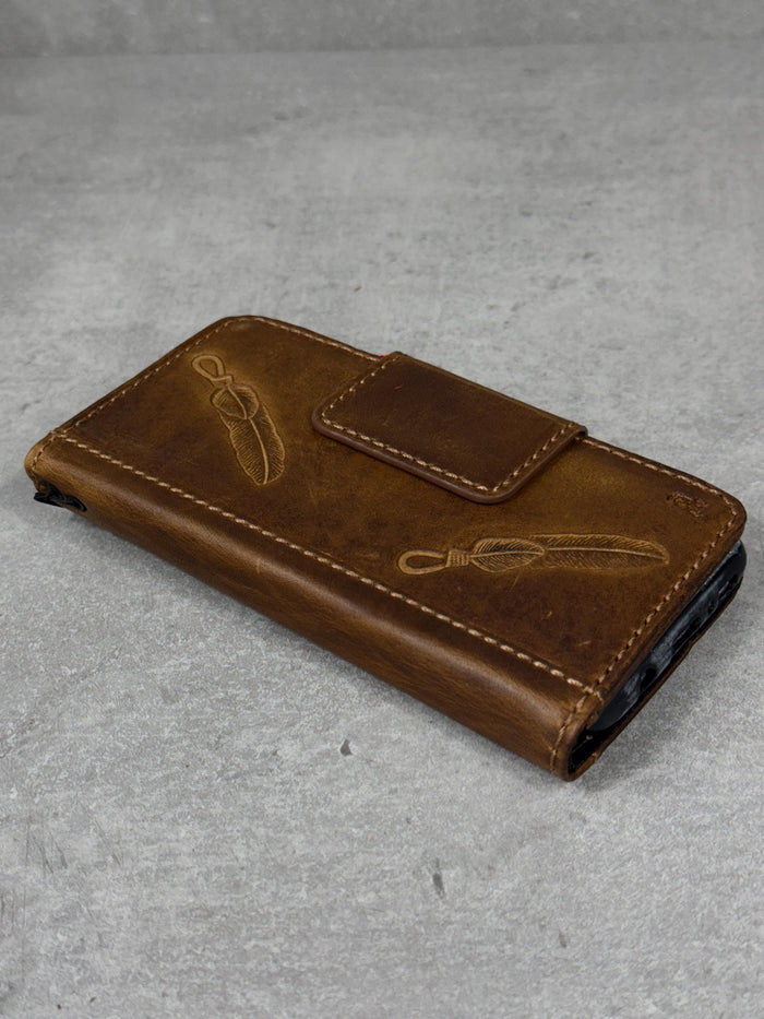 Handmade Leather Wallet Case: Galaxy S25 S24 S23 S22 S21 Ultra