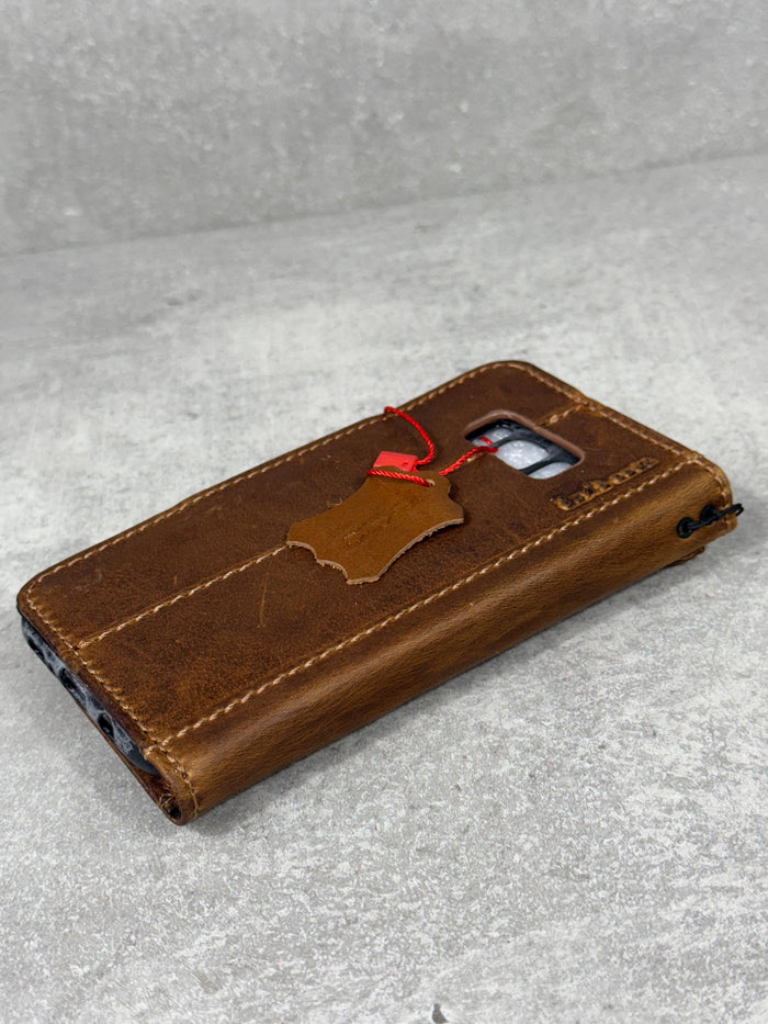 Handmade Leather Wallet Case: Galaxy S25 S24 S23 S22 S21 Ultra