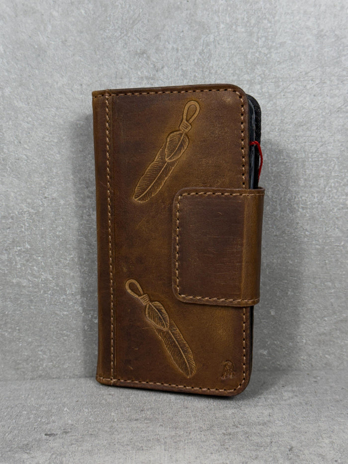 Handmade Leather Wallet Case: Galaxy S25 S24 S23 S22 S21 Ultra
