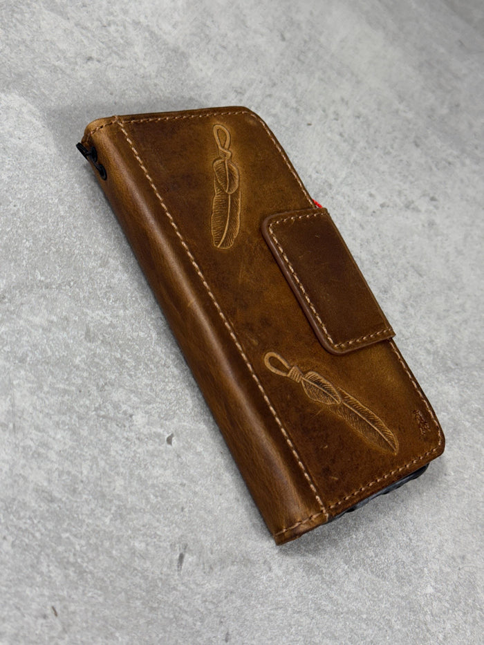 Handmade Leather Wallet Case: Galaxy S25 S24 S23 S22 S21 Ultra