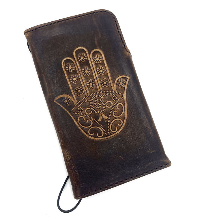 Handmade Leather Wallet Case: Google Pixel 6/6a/7/8 PRO, Vintage Art