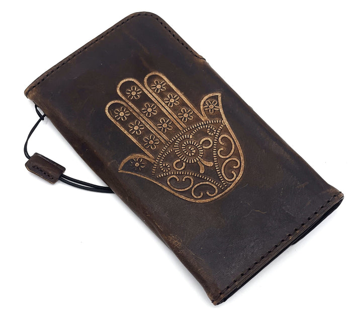Handmade Leather Wallet Case: Google Pixel 6/6a/7/8 PRO, Vintage Art