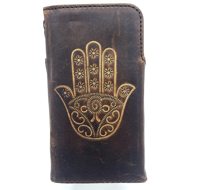 Handmade Leather Wallet Case: Google Pixel 6/6a/7/8 PRO, Vintage Art