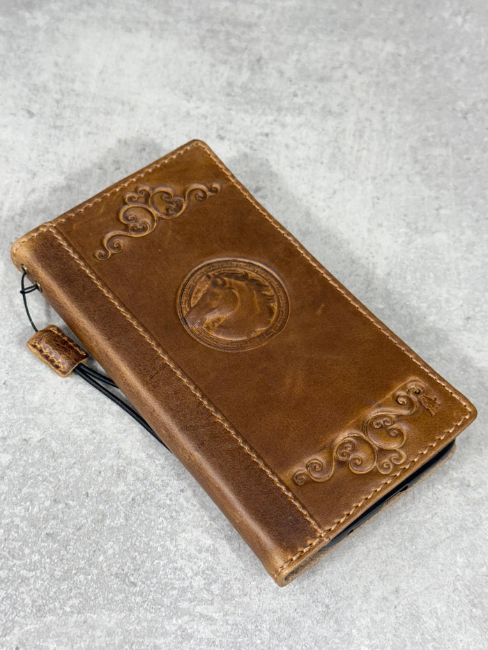 Handmade Leather Wallet Case: Google Pixel, Tree of Love Design