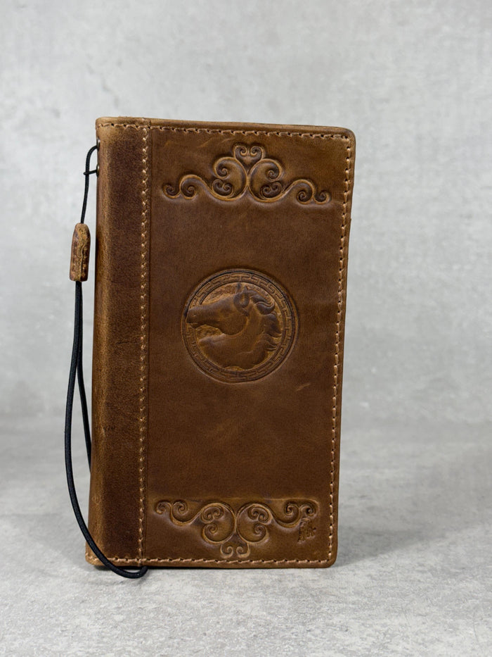 Handmade Leather Wallet Case: Google Pixel, Tree of Love Design