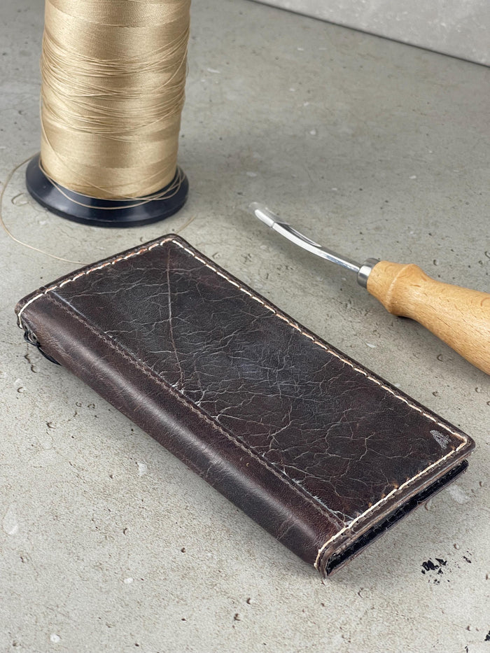 Handmade Leather Wallet Case: Luxury Book Design, Card Slots