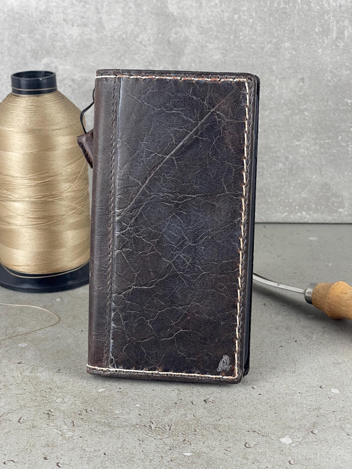Handmade Leather Wallet Case: Luxury Book Design, Card Slots