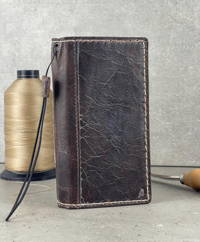 Handmade Leather Wallet Case: Luxury Book Design, Card Slots