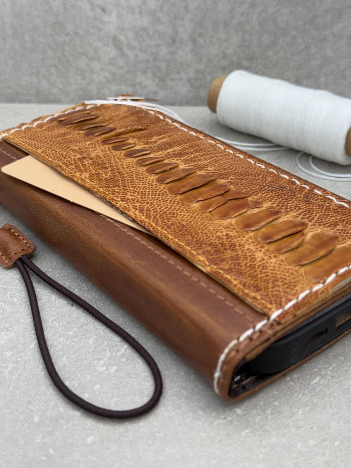 Handmade Leather Wallet Case: Luxury Wireless Phone Cover