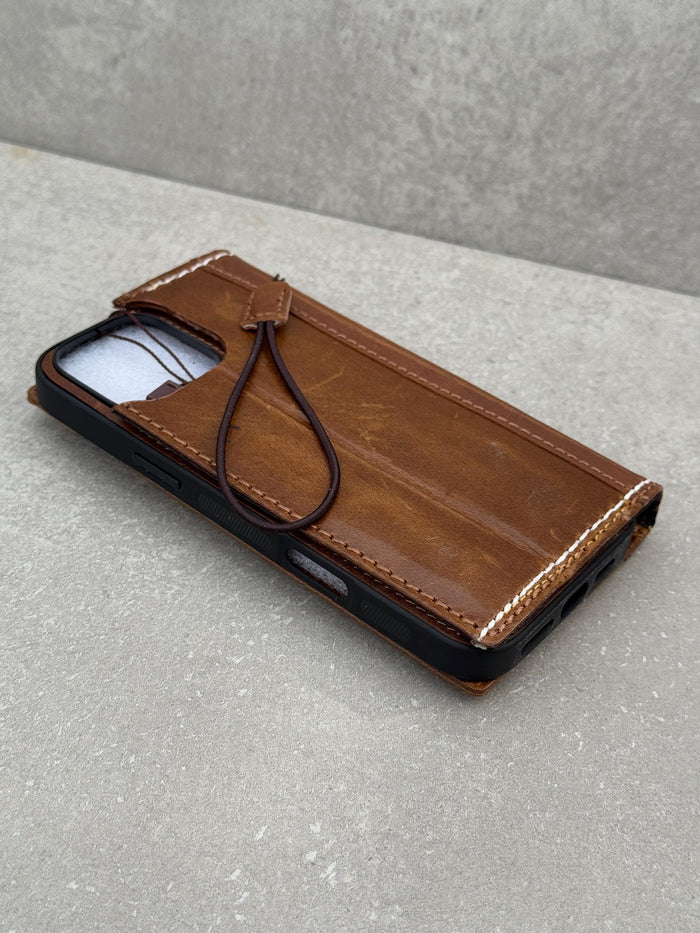Handmade Leather Wallet Case: Luxury Wireless Phone Cover