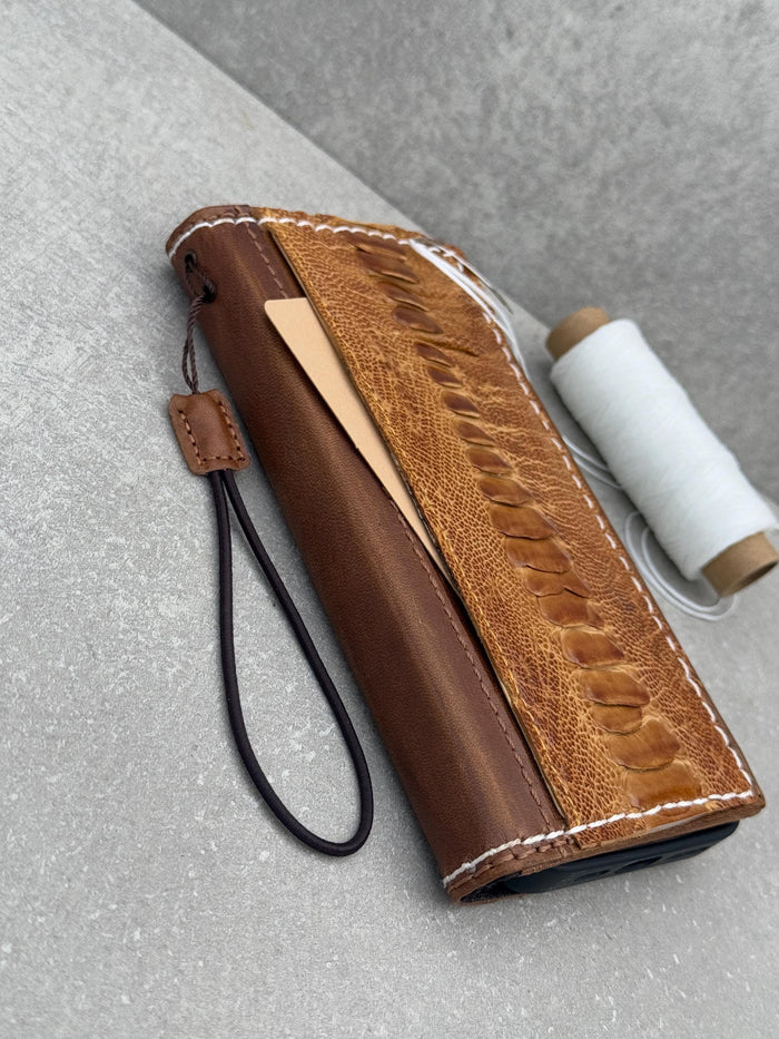 Handmade Leather Wallet Case: Luxury Wireless Phone Cover
