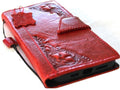 Handmade Leather Wallet Case: Magnetic Book Cover, Card Slots