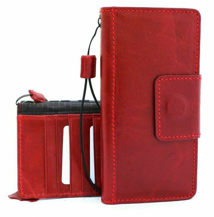 Handmade Leather Wallet Case: Magnetic Book Cover, Card Slots