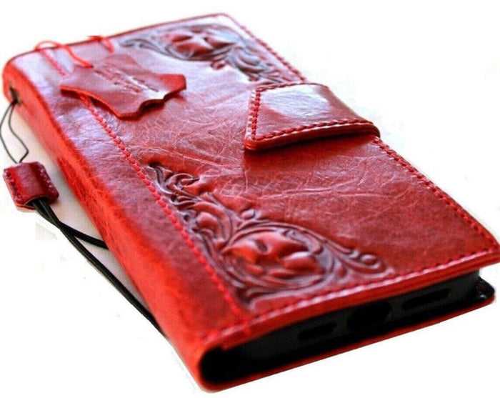 Handmade Leather Wallet Case: Magnetic Book Cover, Card Slots