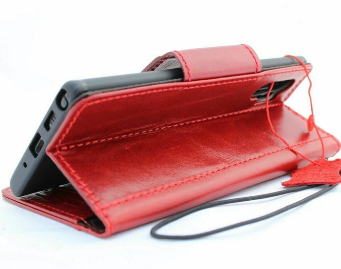 Handmade Leather Wallet Case: Magnetic Book Cover, Card Slots