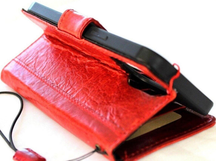 Handmade Leather Wallet Case: Magnetic Book Cover, Card Slots