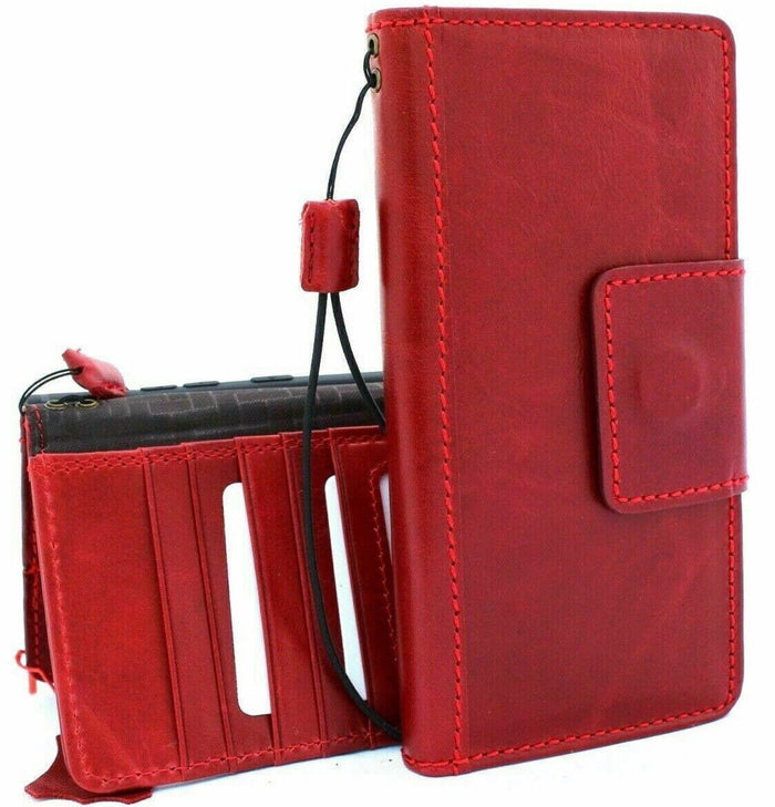 Handmade Leather Wallet Case: Magnetic Book Cover, Card Slots
