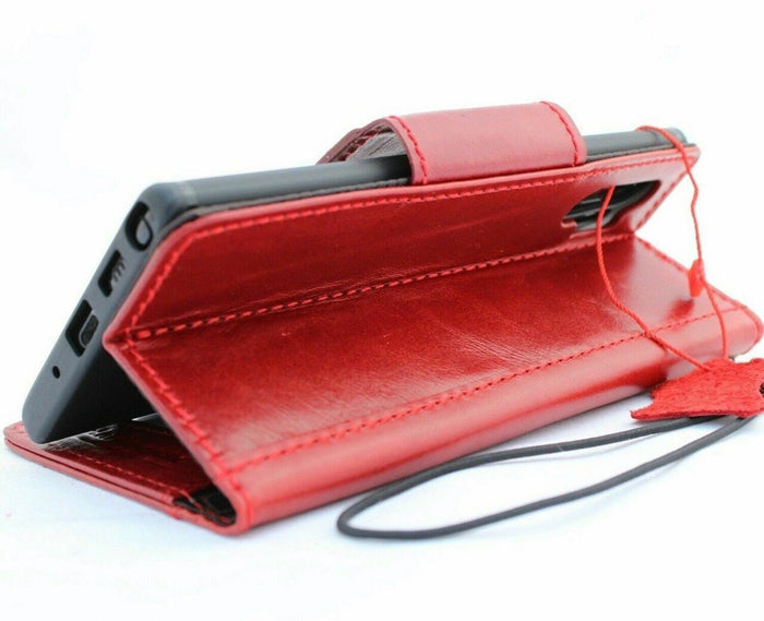 Handmade Leather Wallet Case: Magnetic Book Cover, Card Slots