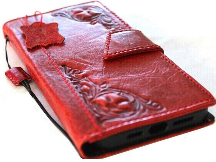 Handmade Leather Wallet Case: Magnetic Book Cover, Card Slots