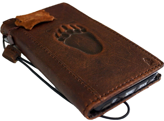 Handmade Leather Wallet Case: Samsung Galaxy, Bear Paw Design