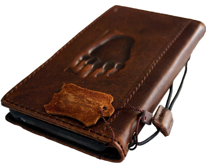 Handmade Leather Wallet Case: Samsung Galaxy, Bear Paw Design