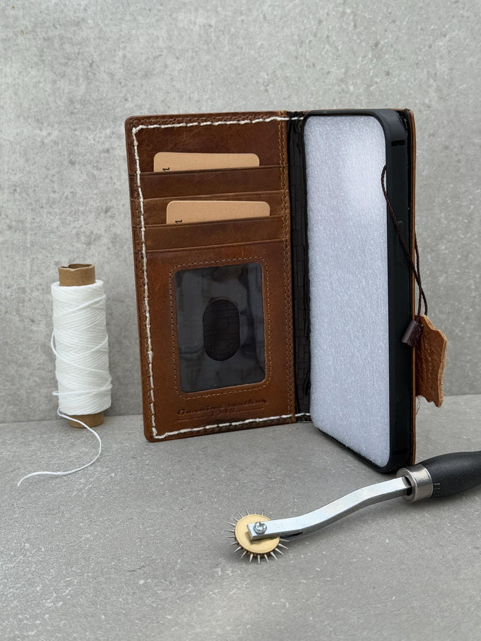Handmade Leather Wallet Case: Samsung Galaxy Book Design