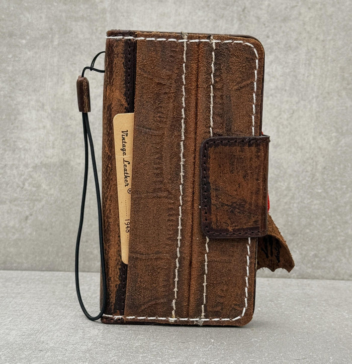 Handmade Leather Wallet Case: Samsung Galaxy, Card Slots, Book Design