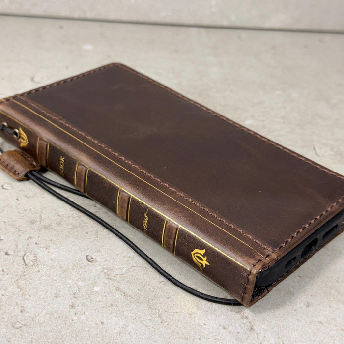 Handmade Leather Wallet Case: Samsung Galaxy, Card Slots, Book Design