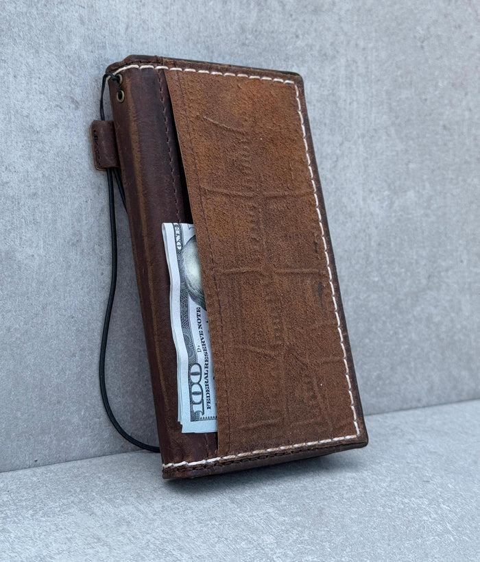 Handmade Leather Wallet Case: Samsung Galaxy, Card Slots, Book Design