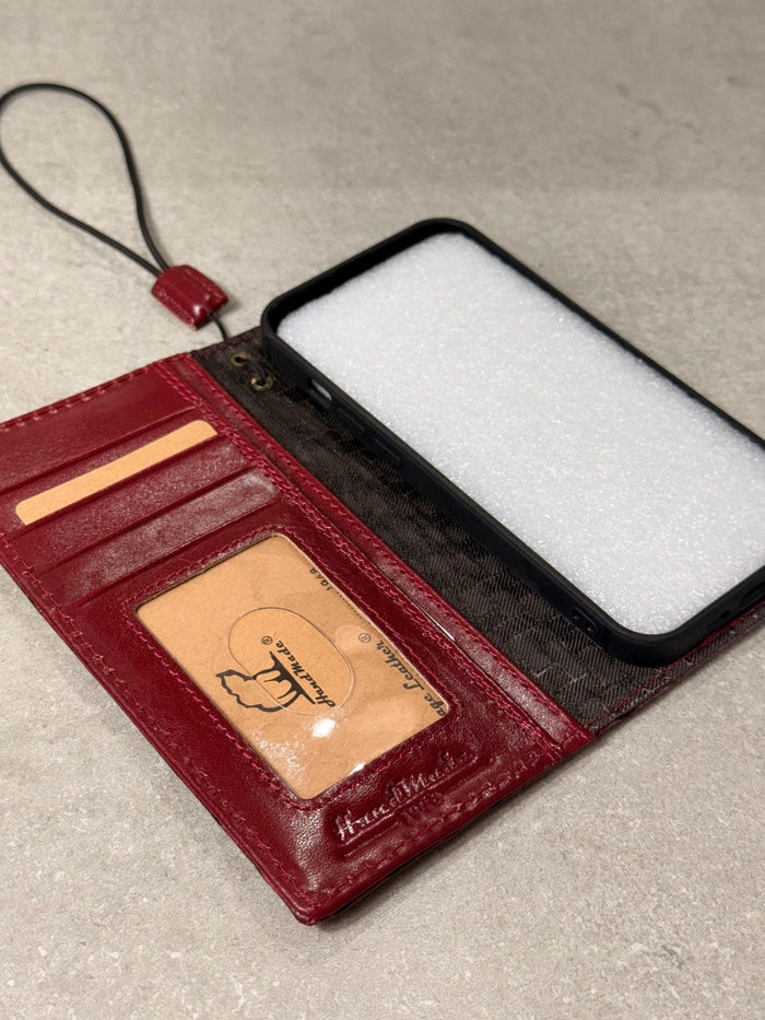 Handmade Leather Wallet Case: Samsung Galaxy, Card Slots, Book Design