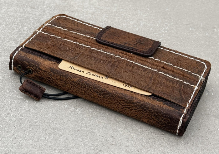 Handmade Leather Wallet Case: Samsung Galaxy, Card Slots, Book Design