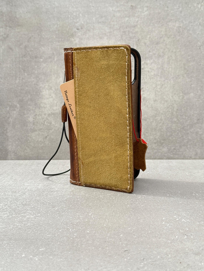 Handmade Leather Wallet Case: Samsung Galaxy, Card Slots, Book Design