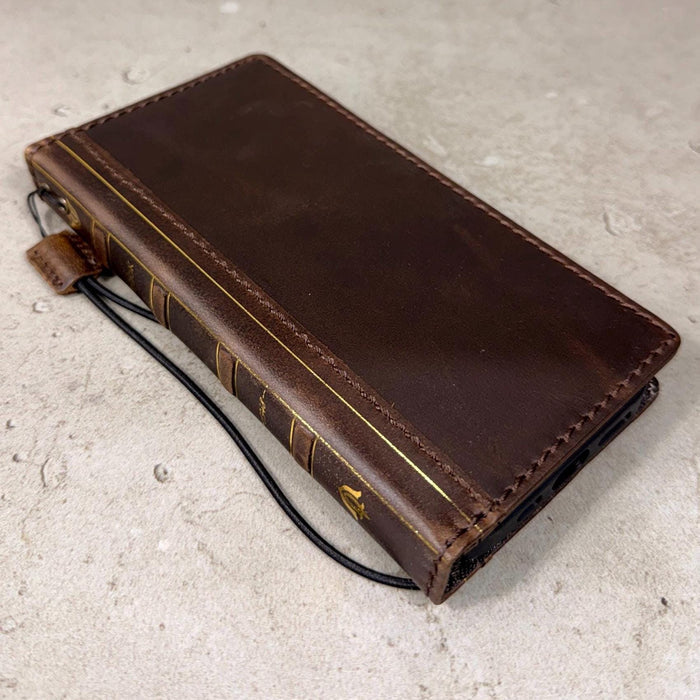Handmade Leather Wallet Case: Samsung Galaxy, Card Slots, Book Design